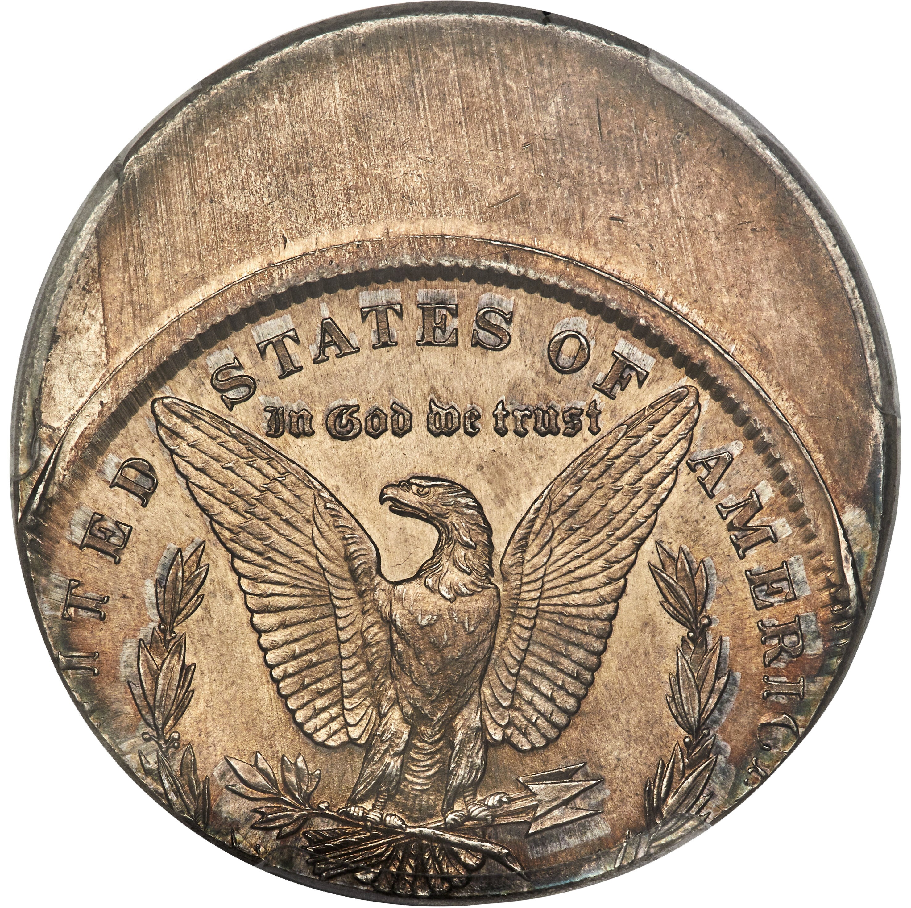 2023 Peace Silver Dollar off-center strike error with crescent of blank planchet visible at edge